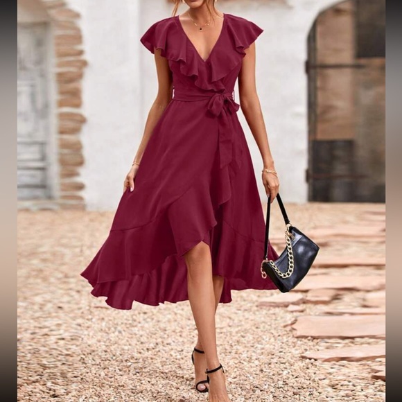 chiffon rust dress One Shoulder A-line Long Bridesmaid with Slit Custom Color / US 8 Women_RTW Brown Slim Straight Slacks Color:sapphire if they apply